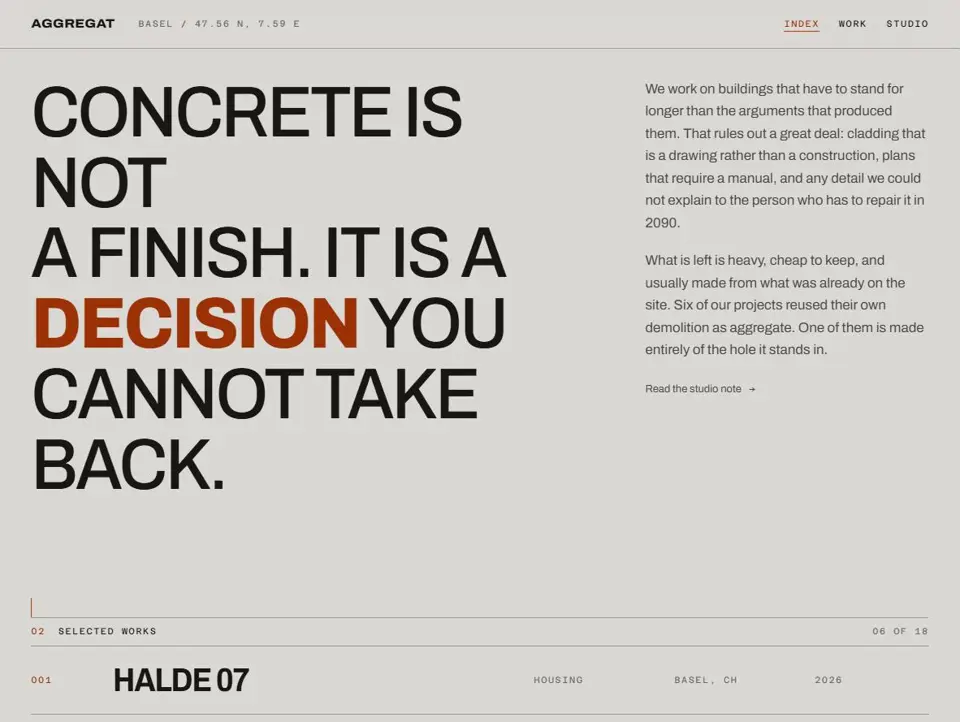 AGGREGAT: Studio note